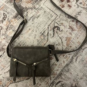 Gray Suede Crossbody Bag
